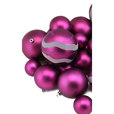 Northlight 39-ct. Magenta Pink Shatterproof 2-Finish 4-in. Christmas Ball Ornaments