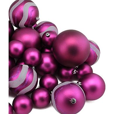 Northlight 39-ct. Magenta Pink Shatterproof 2-Finish 4-in. Christmas Ball Ornaments