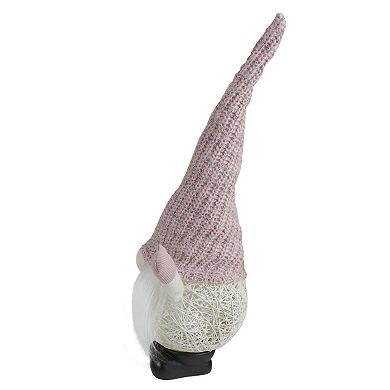 Northlight 19-in. Pink and White Rattan Christmas Gnome with Warm White LED Lights