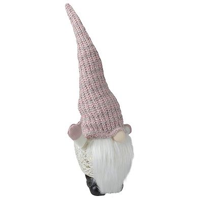 Northlight 19-in. Pink and White Rattan Christmas Gnome with Warm White LED Lights