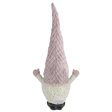 Northlight 19-in. Pink and White Rattan Christmas Gnome with Warm White LED Lights