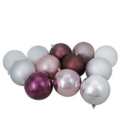 Northlight 12-ct. Mulberry and Silver Shatterproof 3-Finish 4-in. Christmas Ball Ornaments