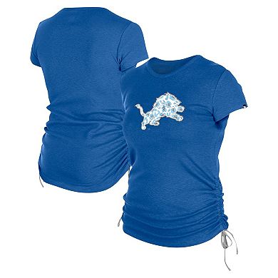 Women's New Era Blue Detroit Lions Ruched Side T-Shirt