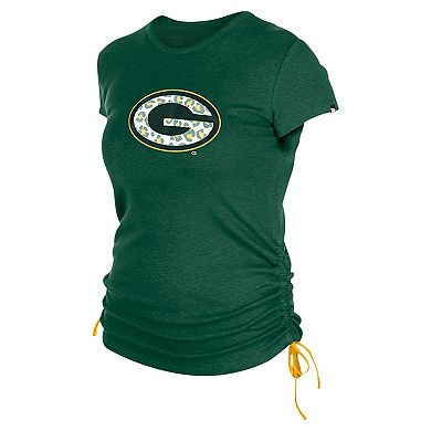 Women's New Era Green Green Bay Packers Ruched Side T-Shirt