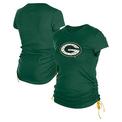 Women's New Era Green Green Bay Packers Ruched Side T-Shirt