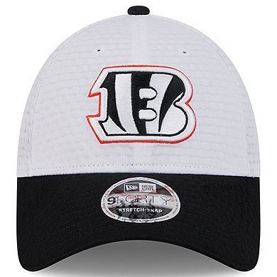 Youth New Era White/Black Cincinnati Bengals 2024 NFL Training Camp 9FORTY Adjustable Hat