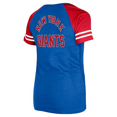 Women's New Era Royal New York Giants  Lace-Up Raglan T-Shirt