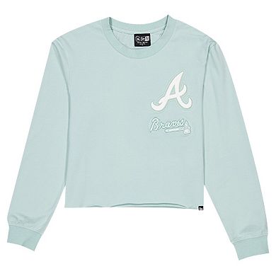 Women's New Era Mint Atlanta Braves Breeze Logo Select Cropped Long Sleeve T-Shirt