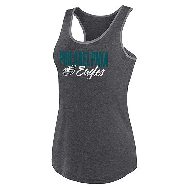 Women's  Fanatics Heather Charcoal Philadelphia Eagles Fuel Racerback Tank Top