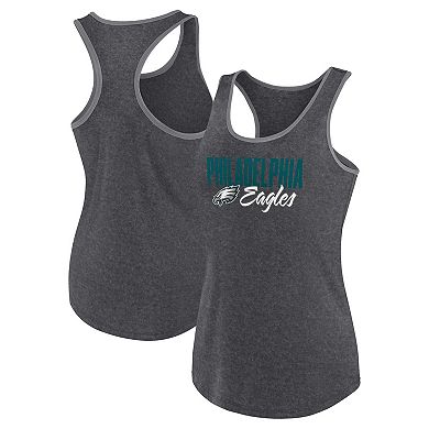 Women's  Fanatics Heather Charcoal Philadelphia Eagles Fuel Racerback Tank Top