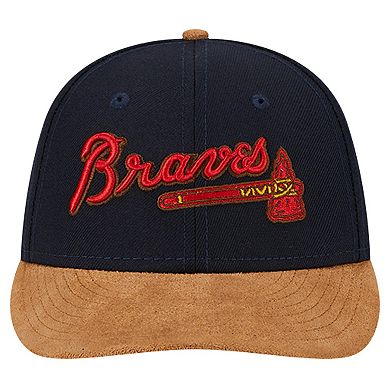 Men's New Era Navy Atlanta Braves Team Suede Visor Low Profile 59FIFTY Fitted Hat