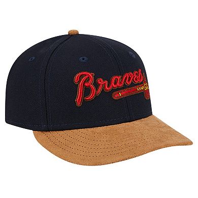 Men's New Era Navy Atlanta Braves Team Suede Visor Low Profile 59FIFTY Fitted Hat