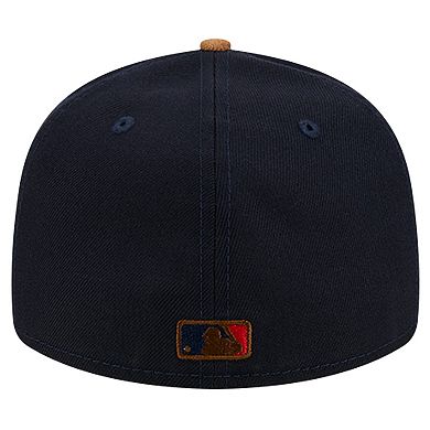 Men's New Era Navy Atlanta Braves Team Suede Visor Low Profile 59FIFTY Fitted Hat