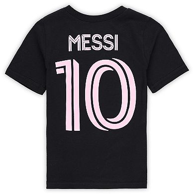 Toddler Lionel Messi Black Inter Miami CF Name & Number T-Shirt