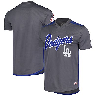 Men's  Stitches Charcoal Los Angeles Dodgers Team V-Neck Jersey