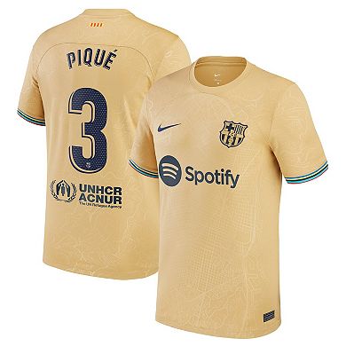 Men's Nike Gerard Pique Gold Barcelona 2022/23 Away Replica Player Jersey