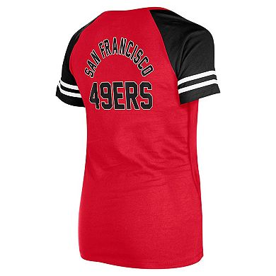 Women's New Era  Scarlet San Francisco 49ers  Lace-Up Raglan T-Shirt