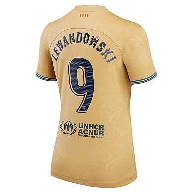 Women's Nike Robert Lewandowski Gold Barcelona 2022/23 Away Replica Player Jersey