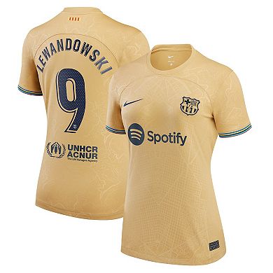 Women's Nike Robert Lewandowski Gold Barcelona 2022/23 Away Replica Player Jersey