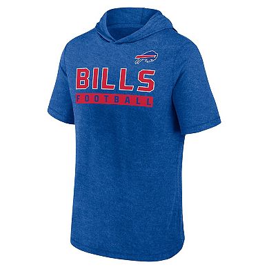 Men's Fanatics Heather Royal Buffalo Bills Push Short Sleeve Pullover Hoodie