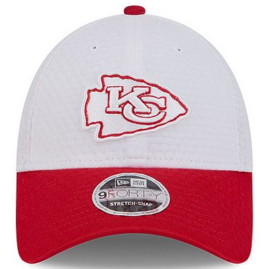 Youth New Era White/Red Kansas City Chiefs 2024 NFL Training Camp 9FORTY Adjustable Hat