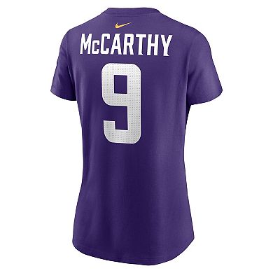 Women's Nike J.J. McCarthy Purple Minnesota Vikings 2024 NFL Draft First Round Pick Name & Number T-Shirt