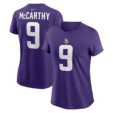 Women's Nike J.J. McCarthy Purple Minnesota Vikings 2024 NFL Draft First Round Pick Name & Number T-Shirt