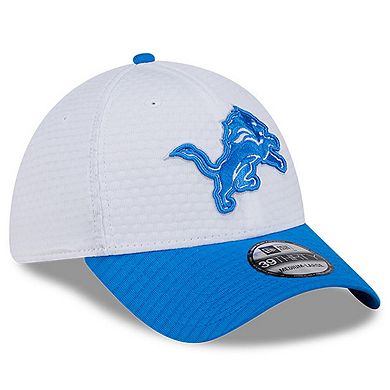 Men's New Era White/Blue Detroit Lions 2024 NFL Training Camp 39THIRTY Flex Hat