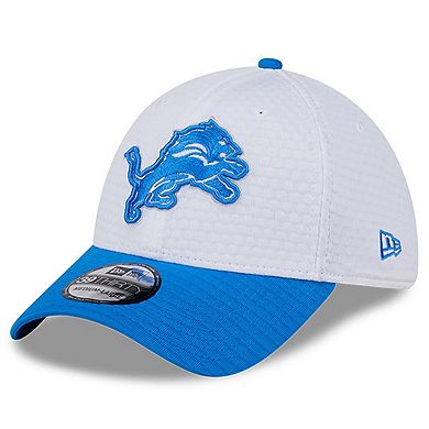 Men's New Era White/Blue Detroit Lions 2024 NFL Training Camp 39THIRTY Flex Hat