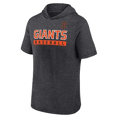 Men's Fanatics Heather Charcoal San Francisco Giants Push Short Sleeve Pullover Hoodie