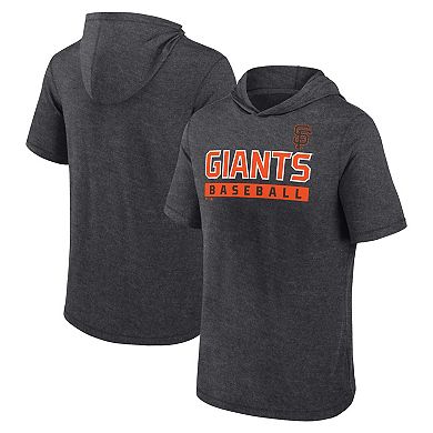 Men's Fanatics Heather Charcoal San Francisco Giants Push Short Sleeve Pullover Hoodie