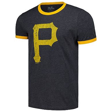 Men's Majestic Threads Black Pittsburgh Pirates Ringer Tri-Blend T-Shirt