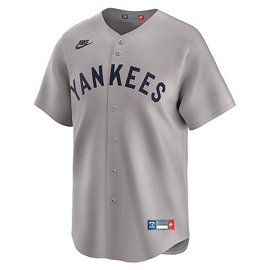 Men's Nike Babe Ruth Gray New York Yankees Throwback Cooperstown Collection Limited Jersey