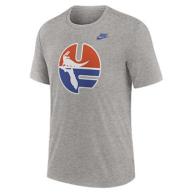 Men's Nike Heather Gray Florida Gators Blitz Evergreen Legacy Primary Tri-Blend T-Shirt