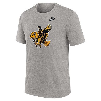 Men's Nike Heather Gray Iowa Hawkeyes Blitz Evergreen Legacy Primary Tri-Blend T-Shirt