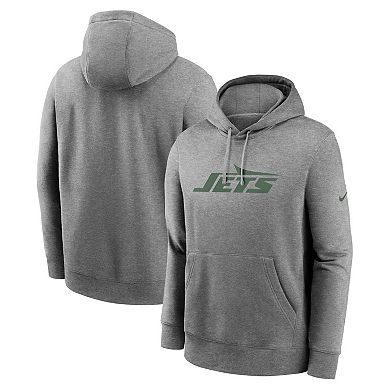 Men's Nike  Heather Gray New York Jets Club Logo Pullover Hoodie