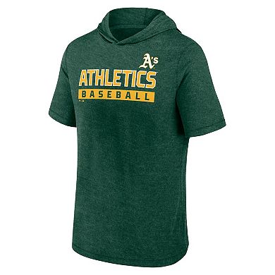 Men's Fanatics Heather Green Oakland Athletics Push Short Sleeve Pullover Hoodie