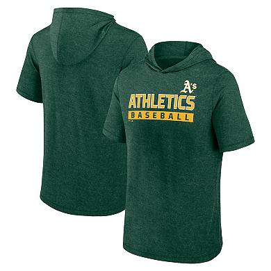 Men's Fanatics Heather Green Oakland Athletics Push Short Sleeve Pullover Hoodie