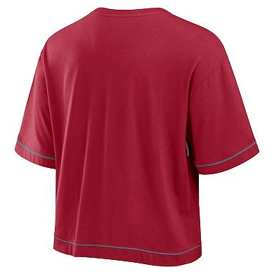 Women's Fanatics Crimson Oklahoma Sooners Home Team Bold Fashion Modest V-Neck Cropped T-Shirt