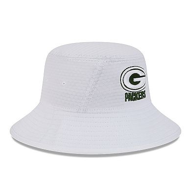 Men's New Era White Green Bay Packers 2024 NFL Training Camp Stretch Bucket Hat