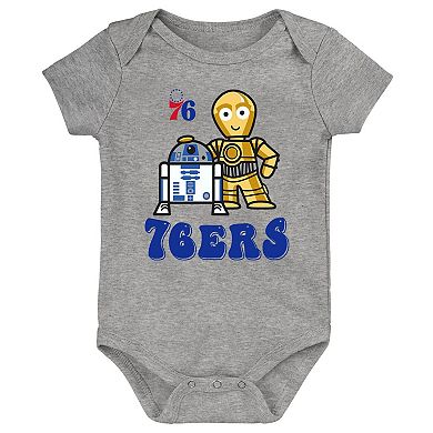 Newborn & Infant Heather Gray Philadelphia 76ers Star Wars R2-D2 & C-3PO Best Buds Bodysuit