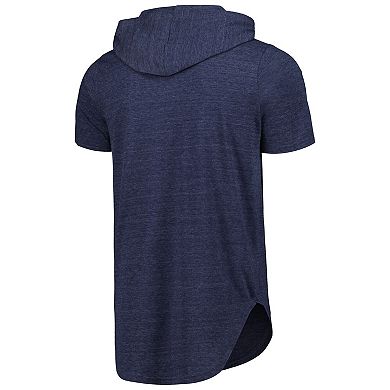 Men's Majestic Threads Navy Cleveland Guardians Tri-Blend Hoodie T-Shirt
