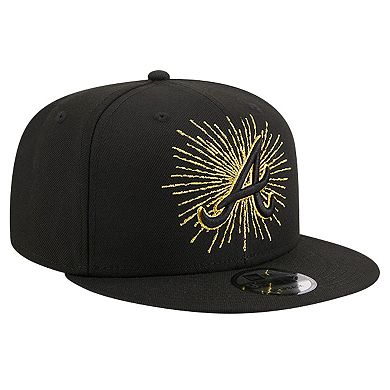 Men's New Era Black Atlanta Braves Metallic Logo 9FIFTY Snapback Hat