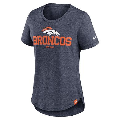 Women's Nike Heather Navy Denver Broncos Fashion Tri-Blend T-Shirt