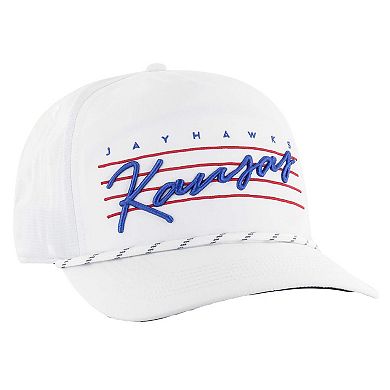 Men's '47  White Kansas Jayhawks Downburst Hitch Trucker Adjustable Hat