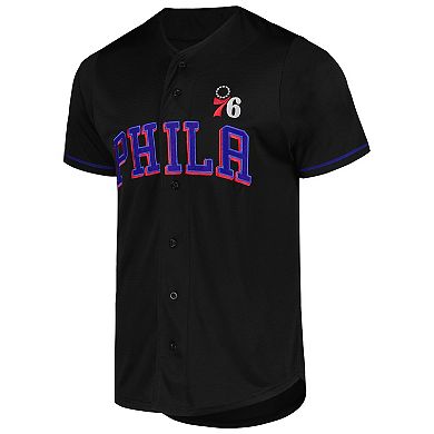 Men's Fanatics Black Philadelphia 76ers Pop Baseball Jersey