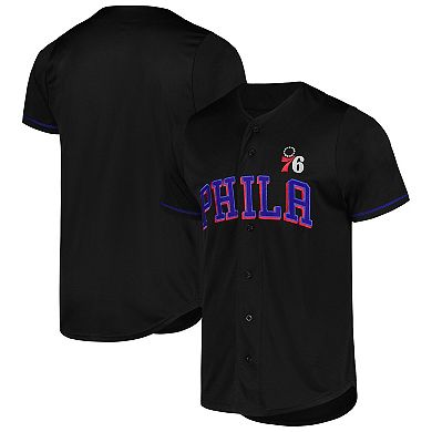 Men's Fanatics Black Philadelphia 76ers Pop Baseball Jersey