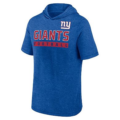 Men's Fanatics Heather Royal New York Giants Push Short Sleeve Pullover Hoodie