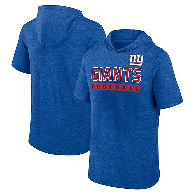 Men's Fanatics Heather Royal New York Giants Push Short Sleeve Pullover Hoodie