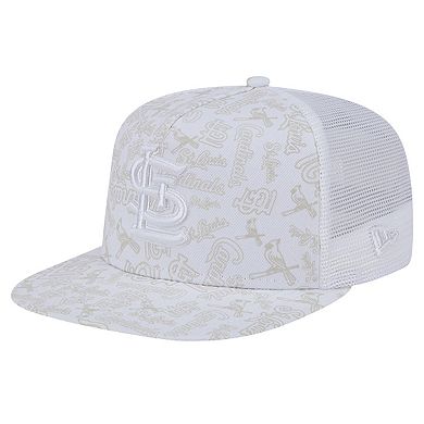 Men's New Era White St. Louis Cardinals Logo Dunes A-Frame Trucker 9FIFTY Snapback Hat